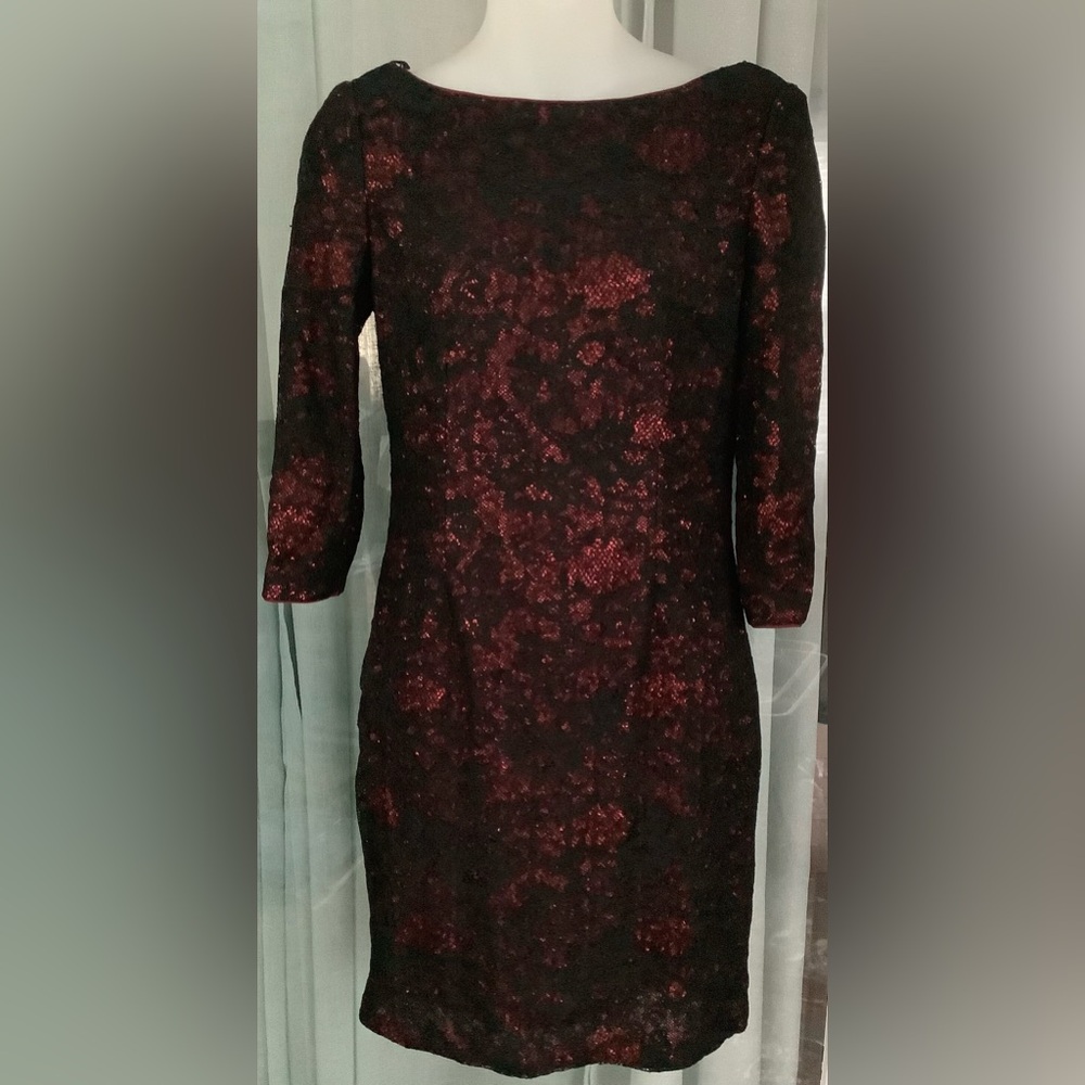 Aidan Mattox Mini Sequin Lace Overlay Cocktail Party Bodycon Dress